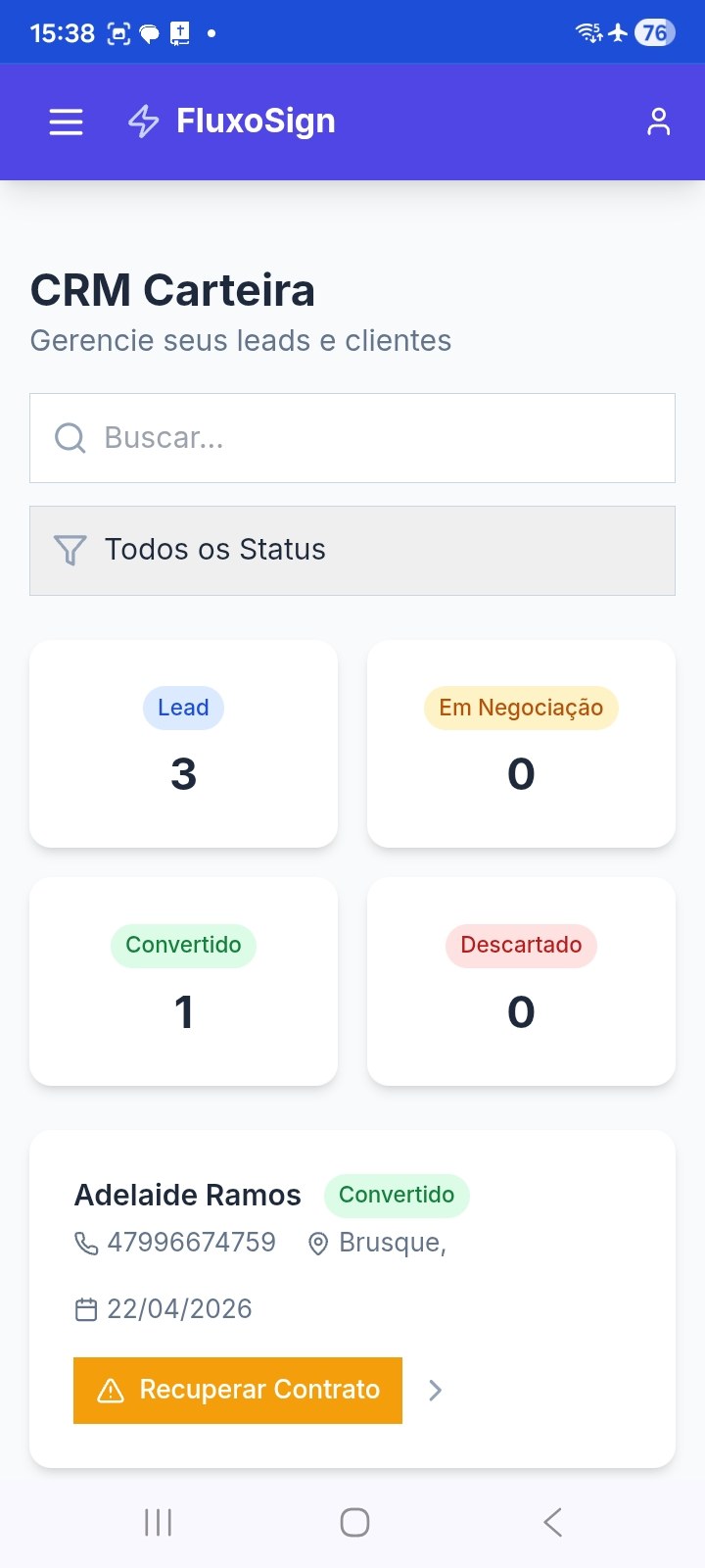 CRM e gestão de carteira do FluxoSign